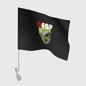 Флаг для автомобиля с принтом FFDP (череп в каске и маске) в Белгороде, 100% полиэстер | Размер: 30*21 см | 5fdp | ffdp | five finger death punch | skull | маска | череп