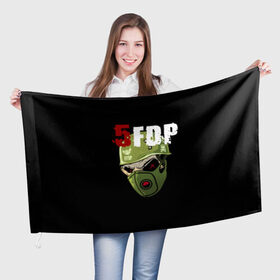Флаг 3D с принтом FFDP (череп в каске и маске) в Белгороде, 100% полиэстер | плотность ткани — 95 г/м2, размер — 67 х 109 см. Принт наносится с одной стороны | 5fdp | ffdp | five finger death punch | skull | маска | череп