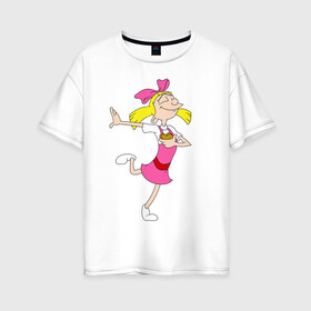 Женская футболка хлопок Oversize с принтом Хельга Патаки в Белгороде, 100% хлопок | свободный крой, круглый ворот, спущенный рукав, длина до линии бедер
 | cartoon | girl | helga | hey arnold | nickelodeon | девочка | мультик | никелодион | хельга | эй арнольд