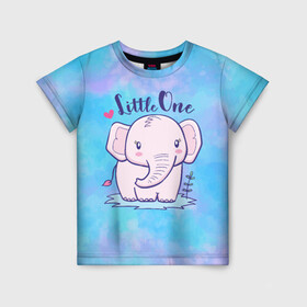 Детская футболка 3D с принтом Маленький слоненок в Белгороде, 100% гипоаллергенный полиэфир | прямой крой, круглый вырез горловины, длина до линии бедер, чуть спущенное плечо, ткань немного тянется | Тематика изображения на принте: детеныш | милый | ребенок | слон | слоненок | слоник