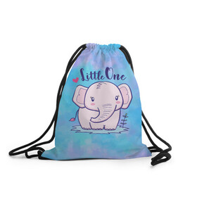 Рюкзак-мешок 3D с принтом Маленький слоненок в Белгороде, 100% полиэстер | плотность ткани — 200 г/м2, размер — 35 х 45 см; лямки — толстые шнурки, застежка на шнуровке, без карманов и подкладки | детеныш | милый | ребенок | слон | слоненок | слоник