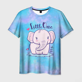 Мужская футболка 3D с принтом Маленький слоненок в Белгороде, 100% полиэфир | прямой крой, круглый вырез горловины, длина до линии бедер | Тематика изображения на принте: детеныш | милый | ребенок | слон | слоненок | слоник