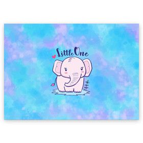 Поздравительная открытка с принтом Маленький слоненок в Белгороде, 100% бумага | плотность бумаги 280 г/м2, матовая, на обратной стороне линовка и место для марки
 | детеныш | милый | ребенок | слон | слоненок | слоник