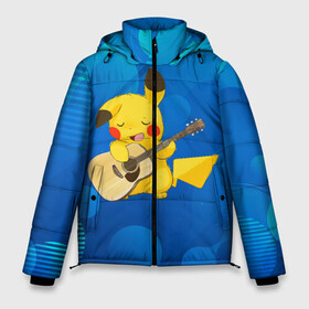 Мужская зимняя куртка 3D с принтом Пикачу с гитарой в Белгороде, верх — 100% полиэстер; подкладка — 100% полиэстер; утеплитель — 100% полиэстер | длина ниже бедра, свободный силуэт Оверсайз. Есть воротник-стойка, отстегивающийся капюшон и ветрозащитная планка. 

Боковые карманы с листочкой на кнопках и внутренний карман на молнии. | Тематика изображения на принте: anime | picachu | pikachu | аниме | милый | пика | пикачу | покебол | покемон