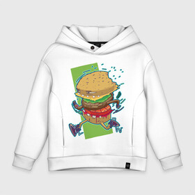 Детское худи Oversize хлопок с принтом Fast Food в Белгороде, френч-терри — 70% хлопок, 30% полиэстер. Мягкий теплый начес внутри —100% хлопок | боковые карманы, эластичные манжеты и нижняя кромка, капюшон на магнитной кнопке | art | burger | cheese | cutlet | fast food | food | hamburger | salad | sandwich | арт | бургер | бутерброд | гамбургер | еда | котлета | салат | сыр | фаст фуд