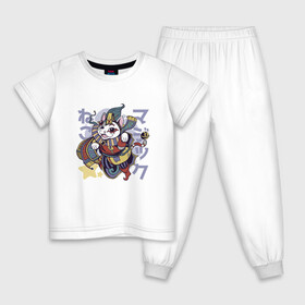 Детская пижама хлопок с принтом Аниме кот Арлекин в Белгороде, 100% хлопок |  брюки и футболка прямого кроя, без карманов, на брюках мягкая резинка на поясе и по низу штанин
 | anime | art | cat | clown | cute | folklore | harlequin | japan | japanese | kanji | kawaii | kitten | kitty | manga | арт | в японском стиле | кандзи | клоун | котёнок | манга | милота | средневековый кот | фольклор | шут | японские буквы | яп