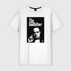 Мужская футболка хлопок Slim с принтом Вито Корлеоне в Белгороде, 92% хлопок, 8% лайкра | приталенный силуэт, круглый вырез ворота, длина до линии бедра, короткий рукав | godfather | кино | крестный отец | фильм