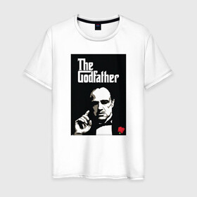 Мужская футболка хлопок с принтом Вито Корлеоне в Белгороде, 100% хлопок | прямой крой, круглый вырез горловины, длина до линии бедер, слегка спущенное плечо. | Тематика изображения на принте: godfather | кино | крестный отец | фильм