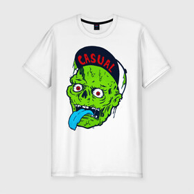Мужская футболка хлопок Slim с принтом Zombie casual в Белгороде, 92% хлопок, 8% лайкра | приталенный силуэт, круглый вырез ворота, длина до линии бедра, короткий рукав | Тематика изображения на принте: bmx | зомби | скейтер | урбан