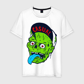 Мужская футболка хлопок с принтом Zombie casual в Белгороде, 100% хлопок | прямой крой, круглый вырез горловины, длина до линии бедер, слегка спущенное плечо. | bmx | зомби | скейтер | урбан