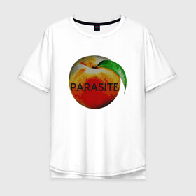 Мужская футболка хлопок Oversize с принтом Parasite Peach в Белгороде, 100% хлопок | свободный крой, круглый ворот, “спинка” длиннее передней части | bong joon ho | korea | parasite | актер | драма | канны | кино | комедия | корея | оскар | паразиты | пон чжун хо | режиссер | семья | триллер