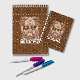 Блокнот с принтом The Big Lebowski в Белгороде, 100% бумага | 48 листов, плотность листов — 60 г/м2, плотность картонной обложки — 250 г/м2. Листы скреплены удобной пружинной спиралью. Цвет линий — светло-серый
 | donny | dude | jeff bridges | the big lebowski | walter sobchak | большой лебовский | боулинг | вальтер собчак | джефф бриджес | донни | заяц | кегли | кролик | фильм | чувак