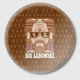 Значок с принтом The Big Lebowski в Белгороде,  металл | круглая форма, металлическая застежка в виде булавки | Тематика изображения на принте: donny | dude | jeff bridges | the big lebowski | walter sobchak | большой лебовский | боулинг | вальтер собчак | джефф бриджес | донни | заяц | кегли | кролик | фильм | чувак