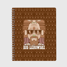 Тетрадь с принтом The Big Lebowski в Белгороде, 100% бумага | 48 листов, плотность листов — 60 г/м2, плотность картонной обложки — 250 г/м2. Листы скреплены сбоку удобной пружинной спиралью. Уголки страниц и обложки скругленные. Цвет линий — светло-серый
 | donny | dude | jeff bridges | the big lebowski | walter sobchak | большой лебовский | боулинг | вальтер собчак | джефф бриджес | донни | заяц | кегли | кролик | фильм | чувак