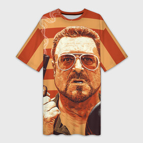 Платье-футболка 3D с принтом Walter Sobchak в Белгороде,  |  | dude | jeff bridges | the big lebowski | walter sobchak | большой лебовский | боулинг | вальтер собчак | джефф бриджес | пистолет | фильм | чувак | шар