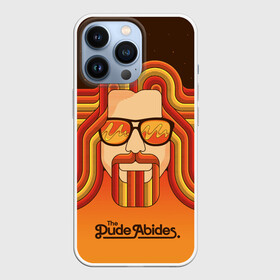 Чехол для iPhone 13 Pro с принтом The Dude Abides в Белгороде,  |  | Тематика изображения на принте: dude | jeff bridges | the big lebowski | the dude abides | большой лебовский | боулинг | джефф бриджес | звезды | кегли | космос | фильм | чувак