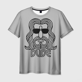 Мужская футболка 3D с принтом DUDE в Белгороде, 100% полиэфир | прямой крой, круглый вырез горловины, длина до линии бедер | Тематика изображения на принте: dude | jeff bridges | the big lebowski | большой лебовский | джефф бриджес | фильм | чувак