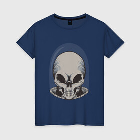 Женская футболка хлопок с принтом Череп инопланетянина в Белгороде, 100% хлопок | прямой крой, круглый вырез горловины, длина до линии бедер, слегка спущенное плечо | skull | балончики | в кепке | граффити | скелет | урбан | хип хоп | хипстер | череп | черепушка