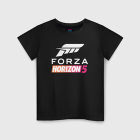 Детская футболка хлопок с принтом Forza Horizon 5 Форза в Белгороде, 100% хлопок | круглый вырез горловины, полуприлегающий силуэт, длина до линии бедер | auto | avto | car | forza | game | horizon | motorsport | nfs | race | speed | авто | гонки | игра | машина | нфс | скорость | форза | хорайзен