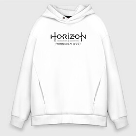 Мужское худи Oversize хлопок с принтом Horizon Forbidden West в Белгороде, френч-терри — 70% хлопок, 30% полиэстер. Мягкий теплый начес внутри —100% хлопок | боковые карманы, эластичные манжеты и нижняя кромка, капюшон на магнитной кнопке | Тематика изображения на принте: aloy | dawn | forbidden | horizon | west | zero | вест | нора | племя | форбидден | хорайзен | хоризон | элой