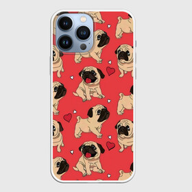 Чехол для iPhone 13 Pro Max с принтом Мопсики и Сердечки в Белгороде,  |  | love | арт | день валентина | день святого | день святого валентина | любовь | много собак | мопс | мопсы | порода | породистые | породистые собаки | породы собак | собака | собаки
