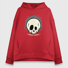 Женское худи Oversize хлопок с принтом Crazy skull в Белгороде, френч-терри — 70% хлопок, 30% полиэстер. Мягкий теплый начес внутри —100% хлопок | боковые карманы, эластичные манжеты и нижняя кромка, капюшон на магнитной кнопке | crazy | skull | бита | сумасшедший | хипстер | череп | черепушка