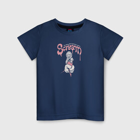 Детская футболка хлопок с принтом SCREAM в Белгороде, 100% хлопок | круглый вырез горловины, полуприлегающий силуэт, длина до линии бедер | Тематика изображения на принте: ice cream | scream | ван гог | искусство | крик | мороженное | прикол | ужас