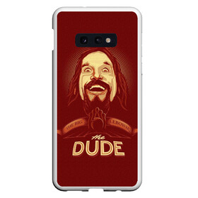 Чехол для Samsung S10E с принтом The Dude в Белгороде, Силикон | Область печати: задняя сторона чехла, без боковых панелей | Тематика изображения на принте: dude | jeff bridges | the big lebowski | большой лебовский | боулинг | джефф бриджес | кегли | чувак | шар