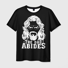 Мужская футболка 3D с принтом The dad ABIDES в Белгороде, 100% полиэфир | прямой крой, круглый вырез горловины, длина до линии бедер | dude | jeff bridges | the big lebowski | большой лебовский | джефф бриджес | трафарет | фильм | чувак