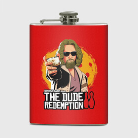 Фляга с принтом The dude redemption в Белгороде, металлический корпус | емкость 0,22 л, размер 125 х 94 мм. Виниловая наклейка запечатывается полностью | Тематика изображения на принте: dude | jeff bridges | the big lebowski | the dude redemption | большой лебовский | боулинг | джефф бриджес | кегли | коктейль | фильм | чувак | шар