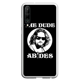 Чехол для Honor P30 с принтом The dude ABIDES в Белгороде, Силикон | Область печати: задняя сторона чехла, без боковых панелей | dude | jeff bridges | the big lebowski | the dude abides | большой лебовский | джефф бриджес | фильм | чувак