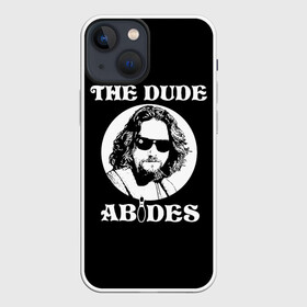 Чехол для iPhone 13 mini с принтом The dude ABIDES в Белгороде,  |  | dude | jeff bridges | the big lebowski | the dude abides | большой лебовский | джефф бриджес | фильм | чувак
