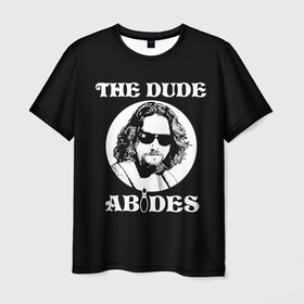 Мужская футболка 3D с принтом The dude ABIDES в Белгороде, 100% полиэфир | прямой крой, круглый вырез горловины, длина до линии бедер | dude | jeff bridges | the big lebowski | the dude abides | большой лебовский | джефф бриджес | фильм | чувак