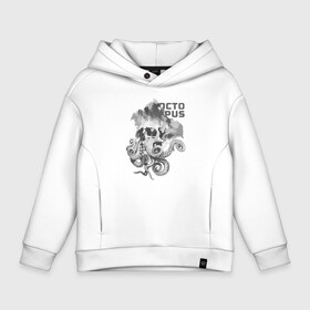 Детское худи Oversize хлопок с принтом OCTOPUS SKULL в Белгороде, френч-терри — 70% хлопок, 30% полиэстер. Мягкий теплый начес внутри —100% хлопок | боковые карманы, эластичные манжеты и нижняя кромка, капюшон на магнитной кнопке | Тематика изображения на принте: монстр | морской | осьминог | пират | скелет | тату | татуировка | череп | щупальцы