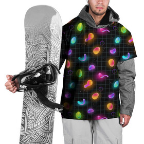 Накидка на куртку 3D с принтом Ночные фонарики-светлячки в Белгороде, 100% полиэстер |  | абстракция | неон | ночь | паттерн | свет | светлячки | текстуры | узоры | чипсы