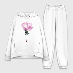 Женский костюм хлопок Oversize с принтом Нежность розы в Белгороде,  |  | flower | pink | rose | summer | watercolor | акварель | лето | нежность | роза | розовый | цветы