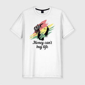 Мужская футболка хлопок Slim с принтом Bob Marley в Белгороде, 92% хлопок, 8% лайкра | приталенный силуэт, круглый вырез ворота, длина до линии бедра, короткий рукав | Тематика изображения на принте: bob marley | reggae | боб марли | регги
