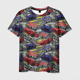 Мужская футболка 3D с принтом Гоночная машина в Белгороде, 100% полиэфир | прямой крой, круглый вырез горловины, длина до линии бедер | авто | автолюбитель | автомобили | гонки | гоночная | машина | старт | финиш