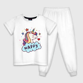 Детская пижама хлопок с принтом Счастливый единорог в Белгороде, 100% хлопок |  брюки и футболка прямого кроя, без карманов, на брюках мягкая резинка на поясе и по низу штанин
 | cute | funny | pony | rainbow | unicorn | единорог | единорожка | милый | пони | радуга | счастливый