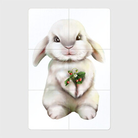 Магнитный плакат 2Х3 с принтом Лето в Белгороде, Полимерный материал с магнитным слоем | 6 деталей размером 9*9 см | Тематика изображения на принте: зайчик | зайчонок | заяц | земляника | клубника | кролик | лето | ягоды