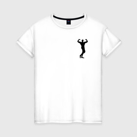 Женская футболка хлопок с принтом Спорт в Белгороде, 100% хлопок | прямой крой, круглый вырез горловины, длина до линии бедер, слегка спущенное плечо | гири | мышцы | силуэт | спортсмен | тяжесть