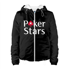 Женская куртка 3D с принтом Poker Stars в Белгороде, ткань верха — 100% полиэстер, подклад — флис | прямой крой, подол и капюшон оформлены резинкой с фиксаторами, два кармана без застежек по бокам, один большой потайной карман на груди. Карман на груди застегивается на липучку | 777 | cards | casino | chips | flash | fortune | game | joker | luck | omaha | poker | roulette | straight | texas holdem | tournament | азарт | джокер | игра | казино | карты | омаха | покер | рулетка | стрит | техасский холдэм | турнир | удача | фишки |