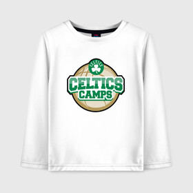 Детский лонгслив хлопок с принтом Celtics Camps в Белгороде, 100% хлопок | круглый вырез горловины, полуприлегающий силуэт, длина до линии бедер | basketball | boston | celtics | game | nba | sport | streetball | баскетбол | баскетболист | бостон | игра | игрок | мяч | нба | селтикс | спорт | стритбол | тренер