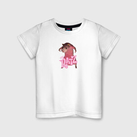 Детская футболка хлопок с принтом Ratz (мем) в Белгороде, 100% хлопок | круглый вырез горловины, полуприлегающий силуэт, длина до линии бедер | ratz | животные | мем | мышь | прикол | розовая крыса | юмор
