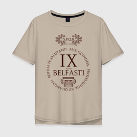 Мужская футболка хлопок Oversize с принтом Белфаст 9 лет в Белгороде, 100% хлопок | свободный крой, круглый ворот, “спинка” длиннее передней части | belfast | spqr | белфаст | паб | рим