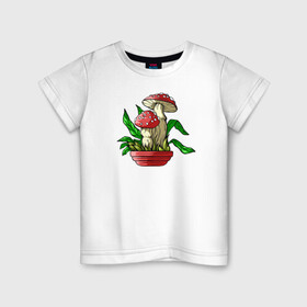 Детская футболка хлопок с принтом Мой гриб в Белгороде, 100% хлопок | круглый вырез горловины, полуприлегающий силуэт, длина до линии бедер | art | горшок | гриб | иллюстрация | мухомор