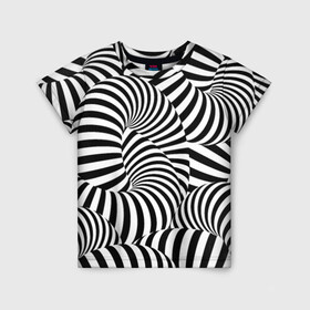 Детская футболка 3D с принтом Гипнотическая абстракция в Белгороде, 100% гипоаллергенный полиэфир | прямой крой, круглый вырез горловины, длина до линии бедер, чуть спущенное плечо, ткань немного тянется | abstraction | background | hypnosis | hypnotic abstraction | stripes | texture | zebra | абстракция | гипноз | гипнотическая абстракция | зебра | полоски | текстура | фон