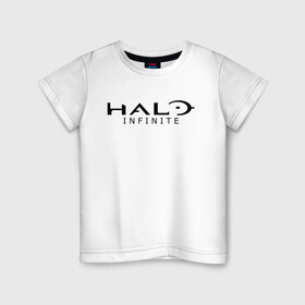 Детская футболка хлопок с принтом Halo Infinite в Белгороде, 100% хлопок | круглый вырез горловины, полуприлегающий силуэт, длина до линии бедер | chief | game | guardians | halo | infinite | master | игра | инфинити | мастер чиф | спартанец 117 | хало | хело | шутер