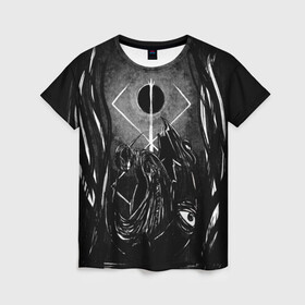 Женская футболка 3D с принтом БЕРСЕРК рисунок в Белгороде, 100% полиэфир ( синтетическое хлопкоподобное полотно) | прямой крой, круглый вырез горловины, длина до линии бедер | anime | berserk | аниме | берсерк | бесерк | гатс | манга | мультфильм