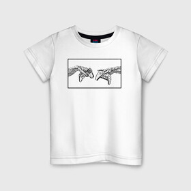 Детская футболка хлопок с принтом Сотворение Геймеров в Белгороде, 100% хлопок | круглый вырез горловины, полуприлегающий силуэт, длина до линии бедер | ps | xbox | джостик | консоли | руки